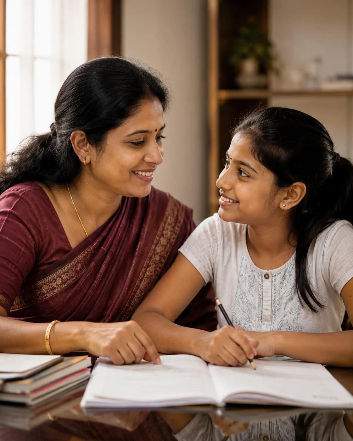 Parent helping child study - Sapience Edu Connect